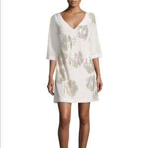 NWT Trina Turk White Glitterati Silk Dress - Size 6